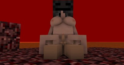 Девушка в игре Minecraft 3D ездит верхом на коне по полю.